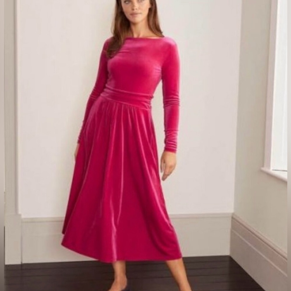 Boden Lois Pink Velvet Dress